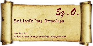 Szilvásy Orsolya névjegykártya